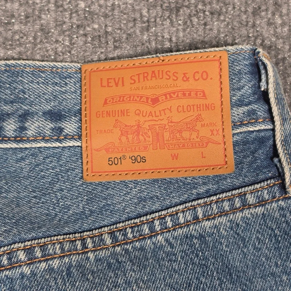 Levis 501 90s Selvedge Denim Jeans Medium Wash Button Fly A1959-0063 W30 L30